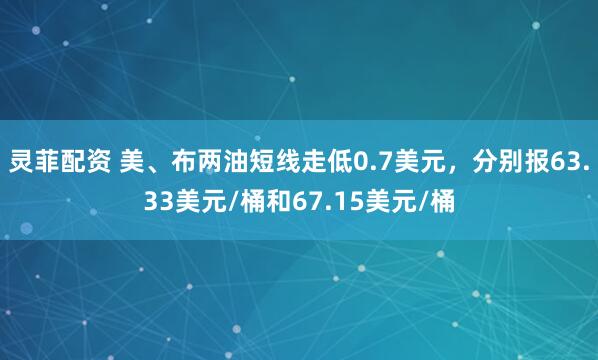 灵菲配资 美、布两油短线走低0.7美元，分别报63.33美元/桶和67.15美元/桶